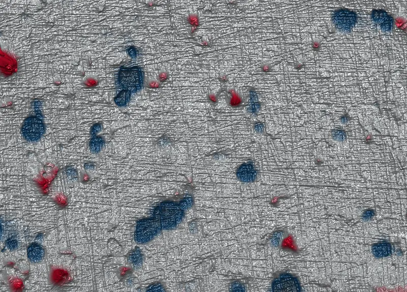 Eroded metal surface